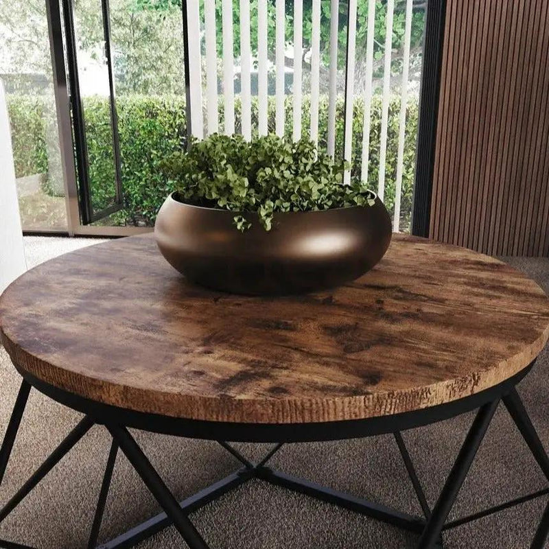 Coffee Table - Geometric Dark Wood Set by House Of Avana
