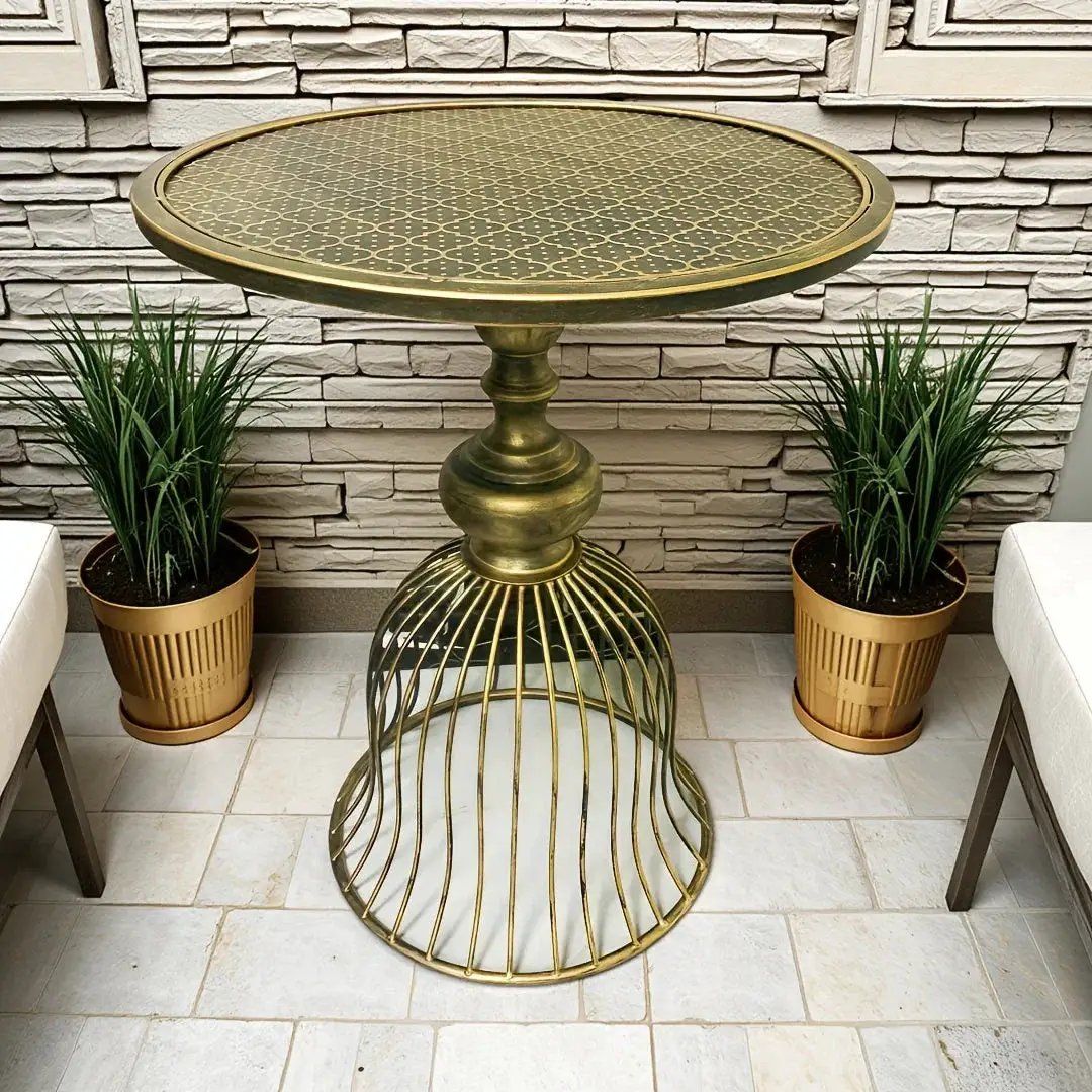 Coffee Table - Industrial Metal Antique Brass by House Of Avana