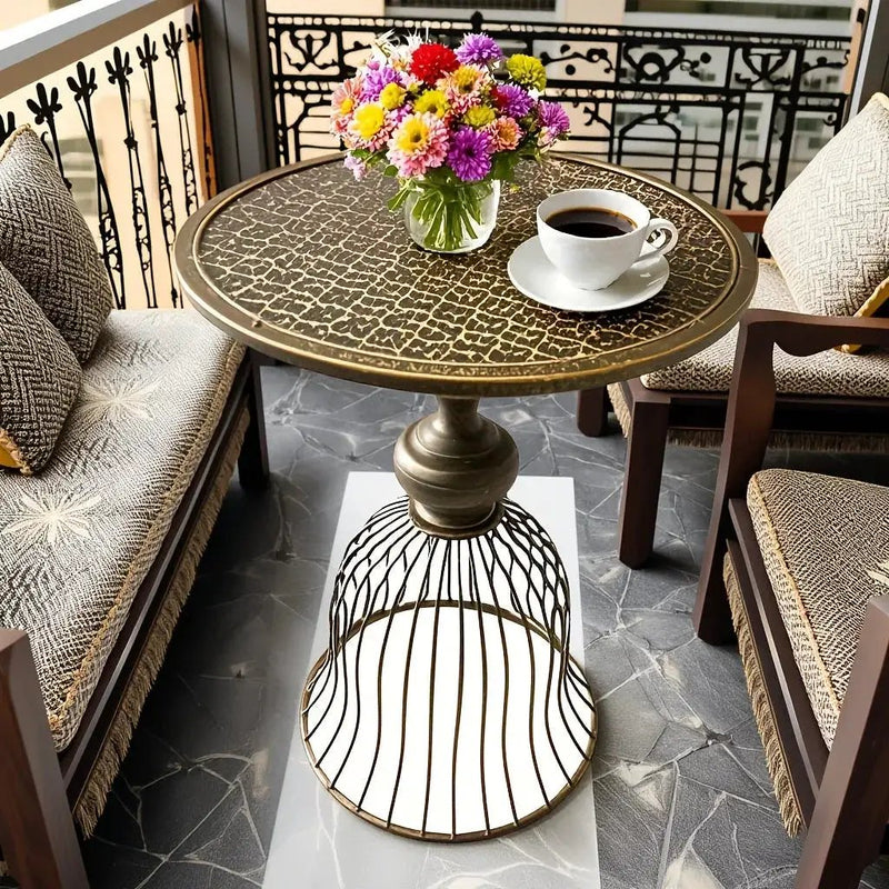 Coffee Table - Industrial Metal Antique Brass by House Of Avana