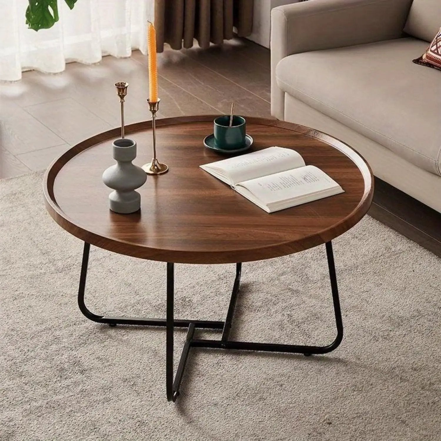 Coffee Table - Luxury Round Wooden by House Of Avana
