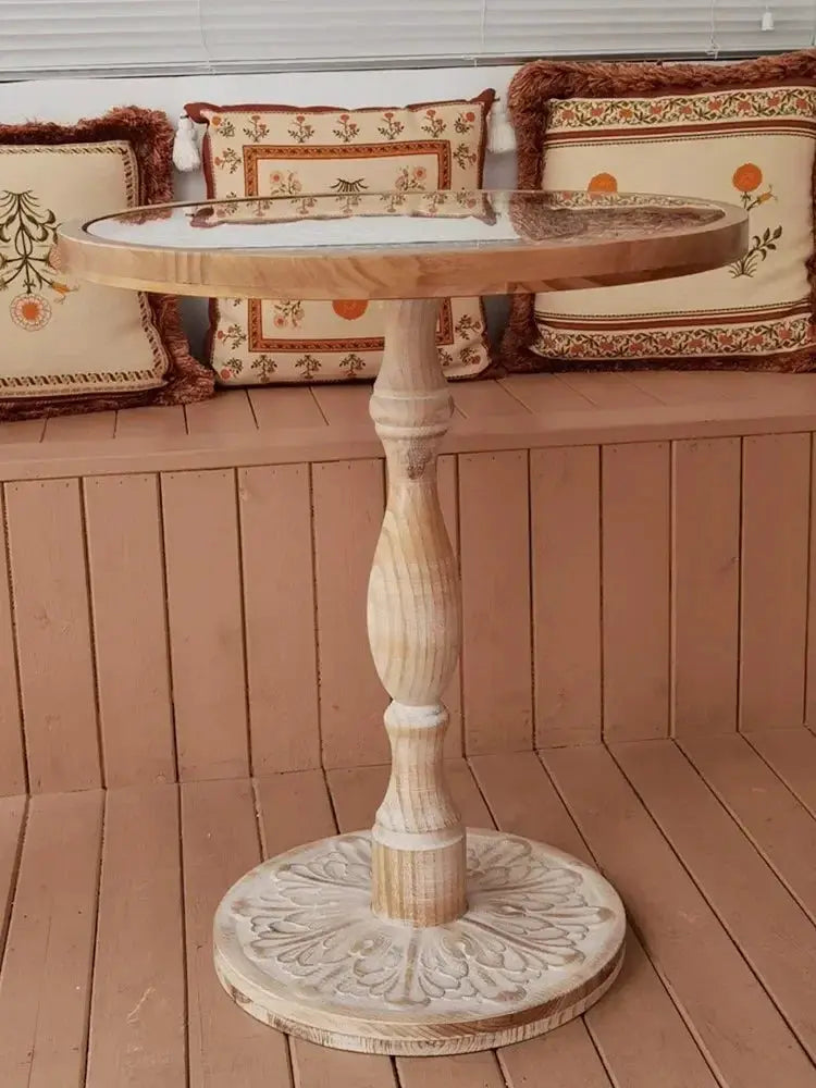 Coffee Table - Small Round Wooden by House Of Avana