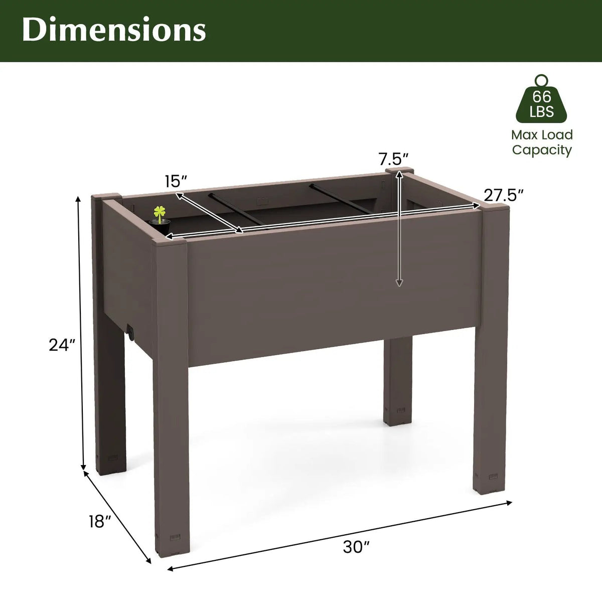 53L Raised Bed Grow Box Self-Watering Planter Box Stand with Water Level Monitor by DirectDeals