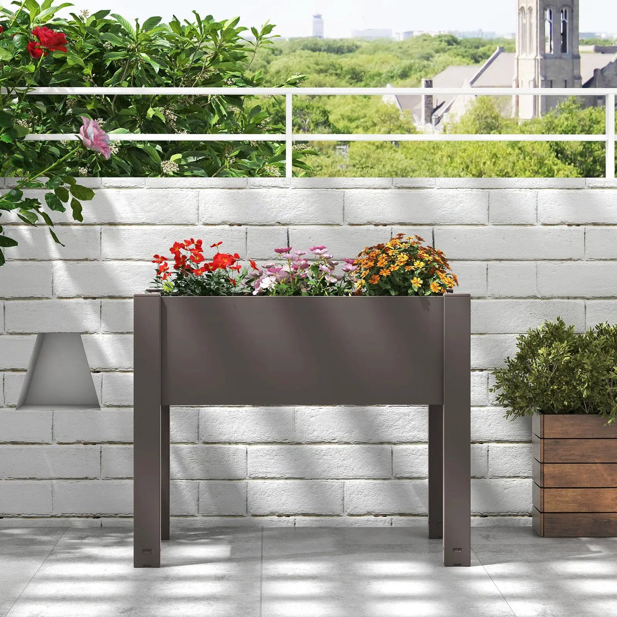 53L Raised Bed Grow Box Self-Watering Planter Box Stand with Water Level Monitor by DirectDeals