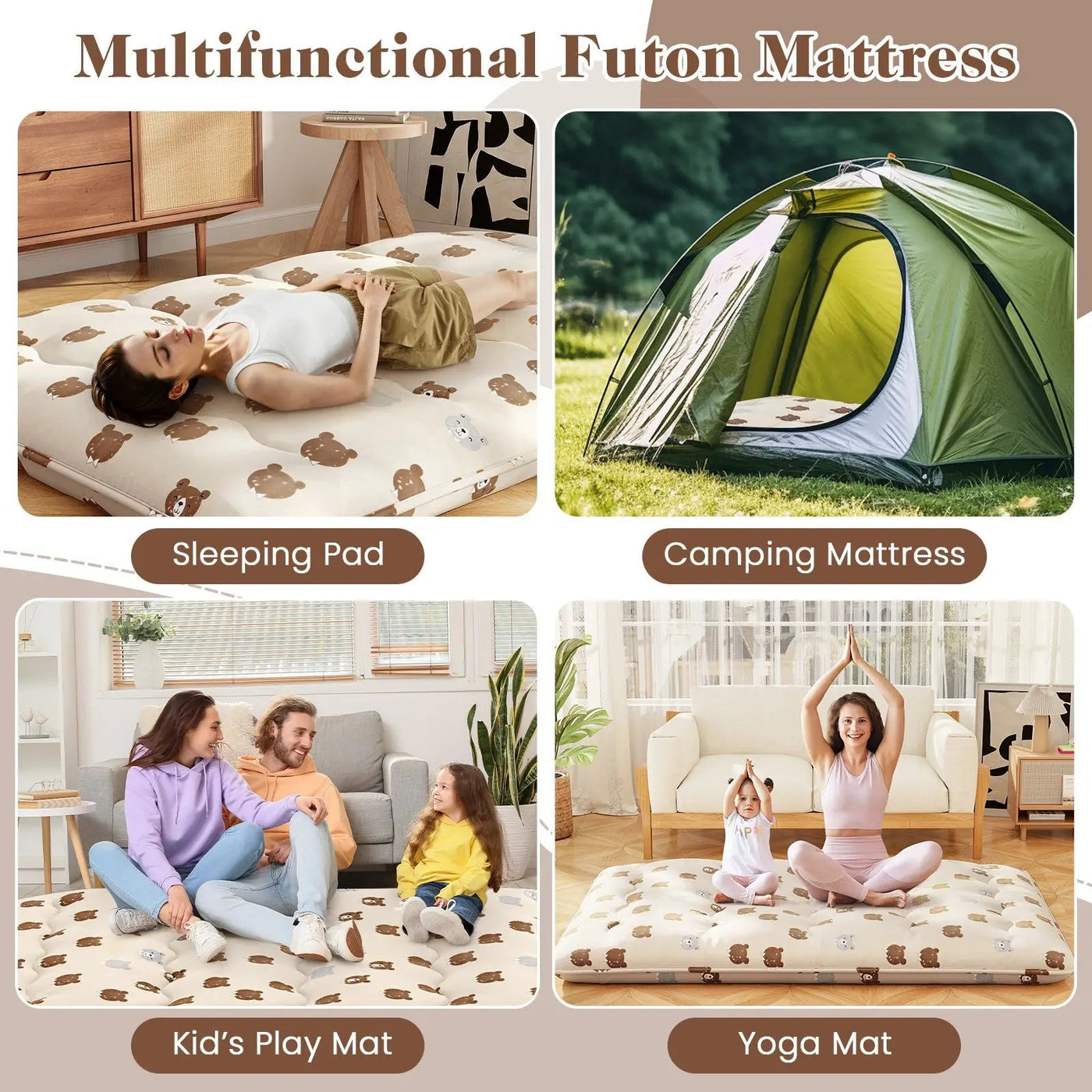 Foldable Futon Mattress with Washable Cover and Carry Bag for Camping by DirectDeals