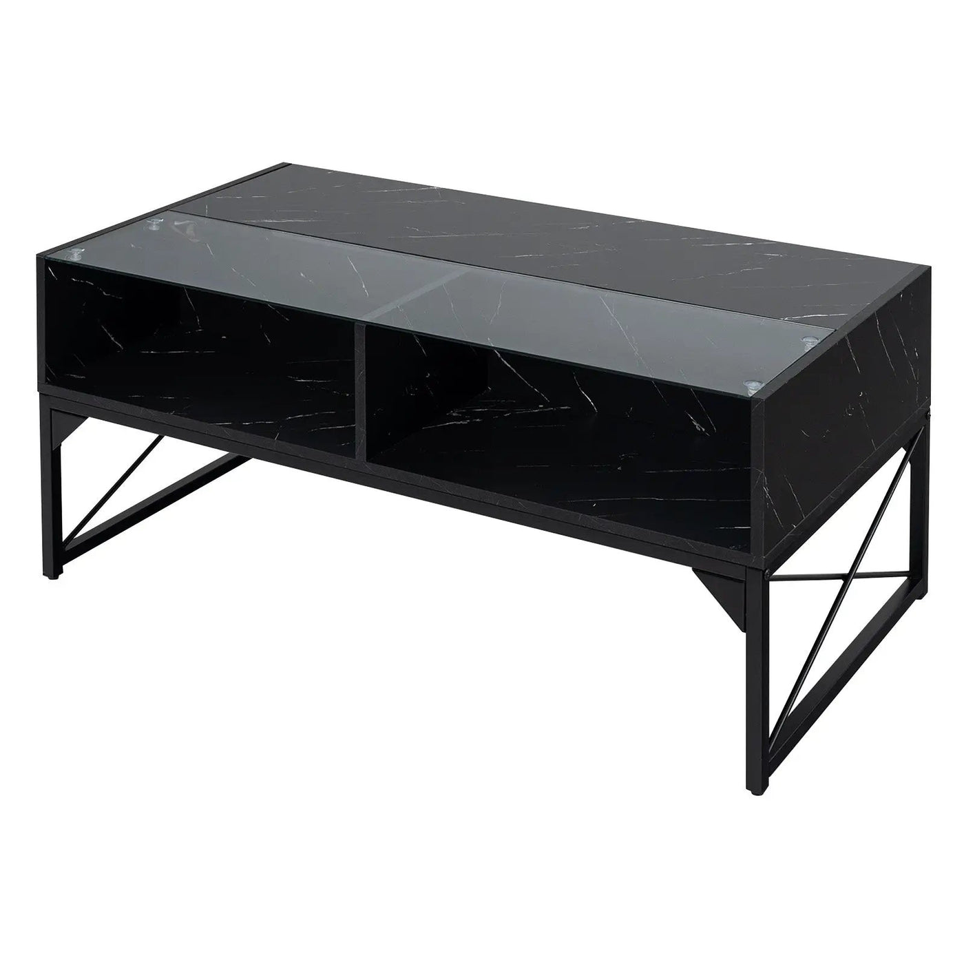 Center Table with Faux Marble and Tempered Glass Top by DirectDeals
