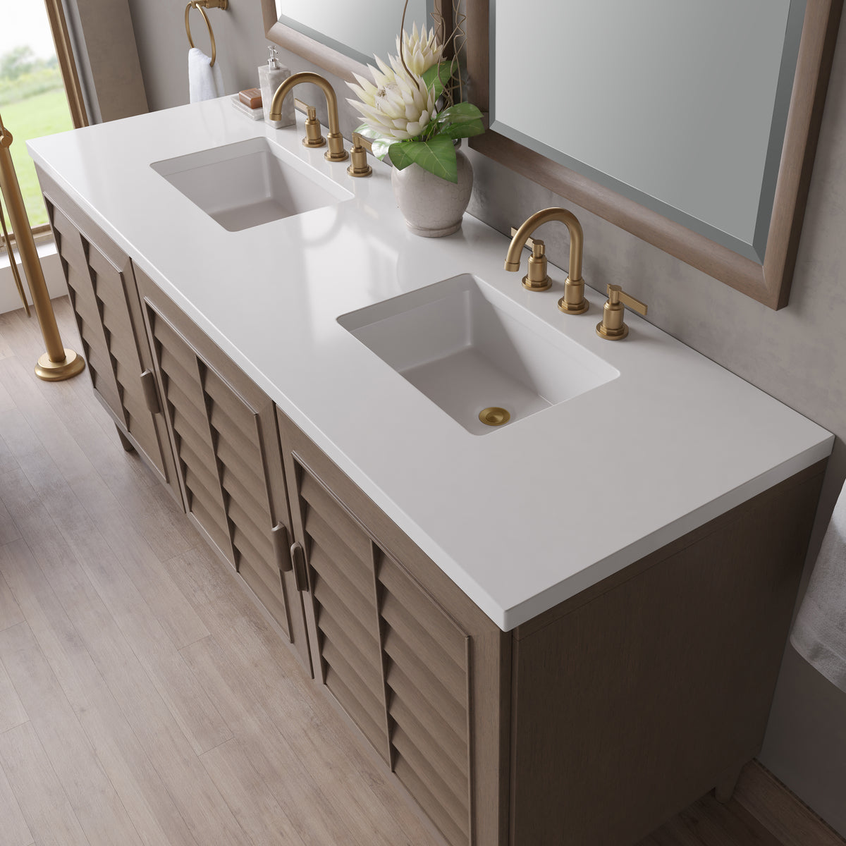 James Martin Portland 72" Double Bathroom Vanity, Whitewashed Walnut, view 40