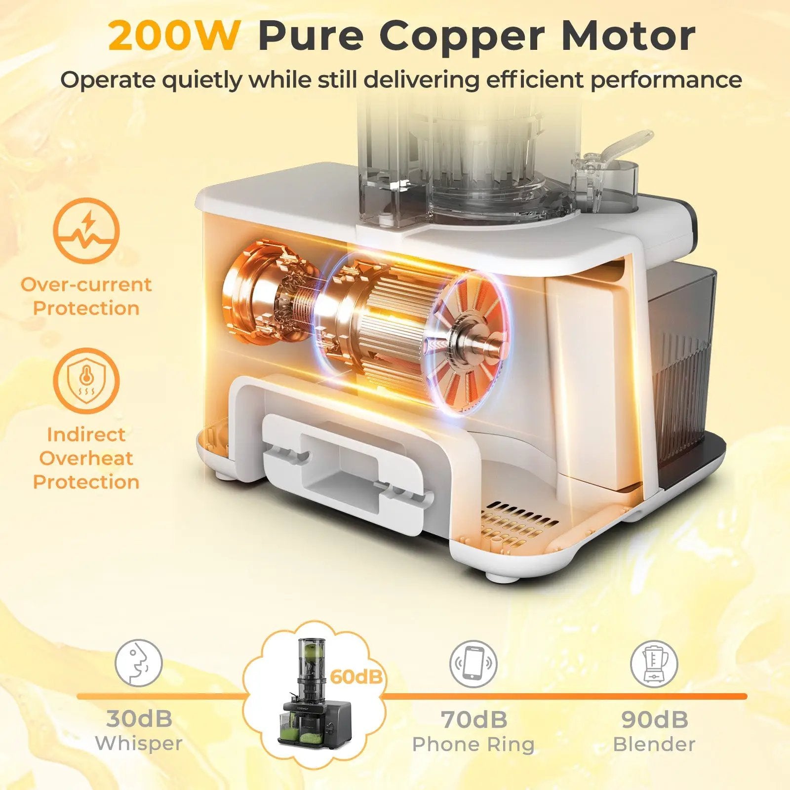 Cold Press Juicer with 5.3 Inches Feed Chute High Juice Yield and Reverse Function by DirectDeals
