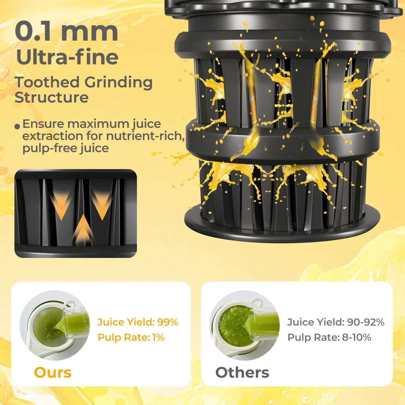 Cold Press Juicer with 5.3 Inches Feed Chute High Juice Yield and Reverse Function by DirectDeals