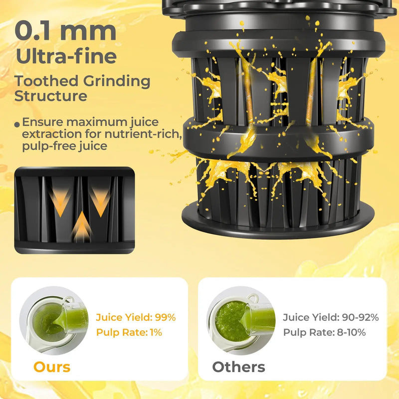 Cold Press Juicer with 5.3 Inches Feed Chute High Juice Yield and Reverse Function by DirectDeals