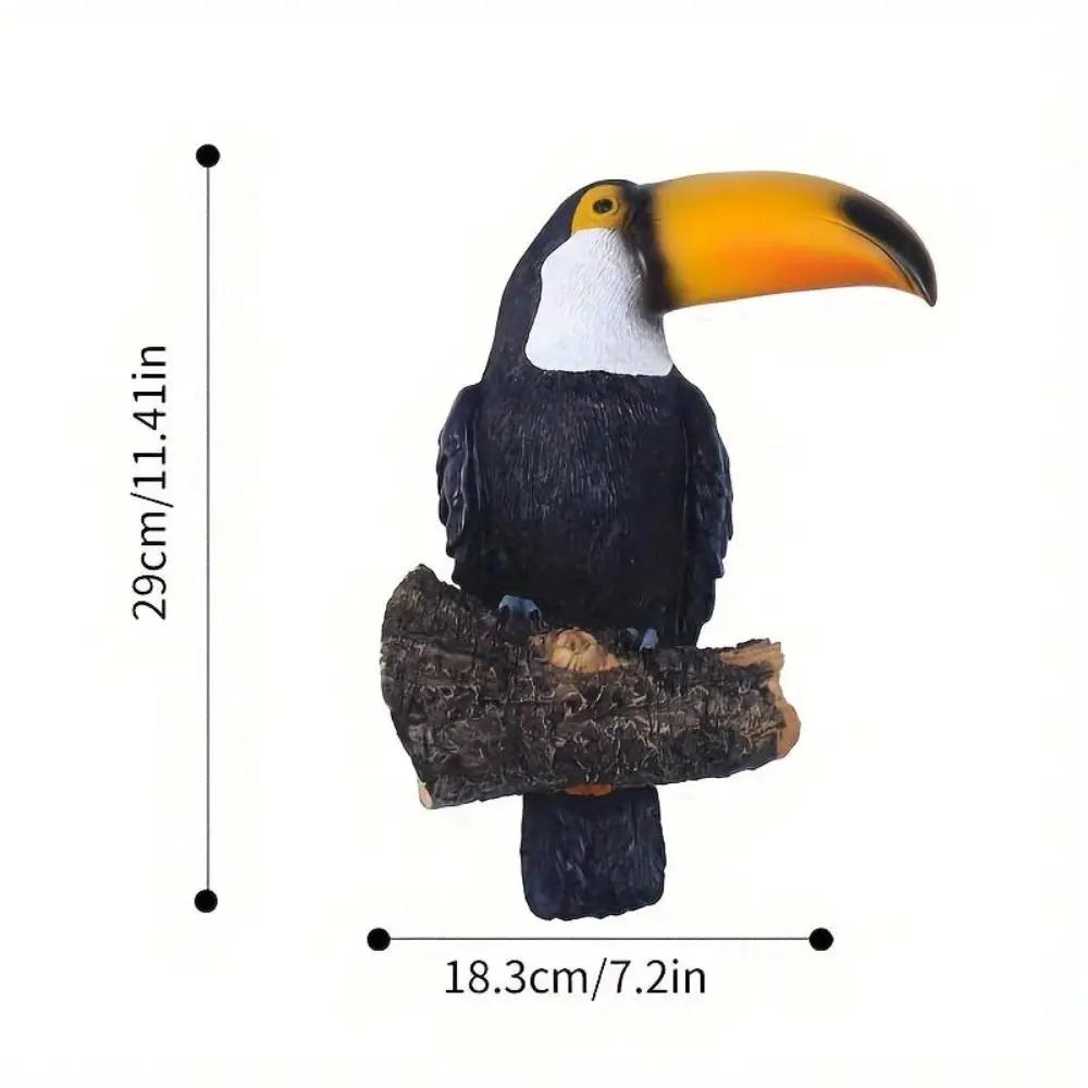 Colorful Ceramic Toucan Garden Statue Tropical Tree Decor by House Of Avana