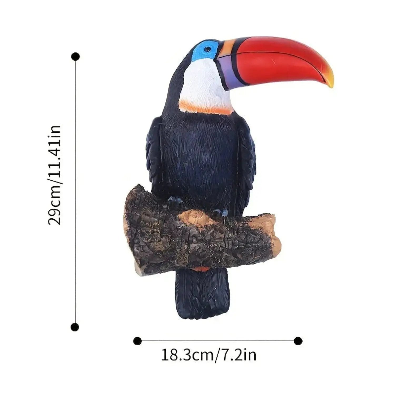 Colorful Ceramic Toucan Garden Statue Tropical Tree Decor by House Of Avana