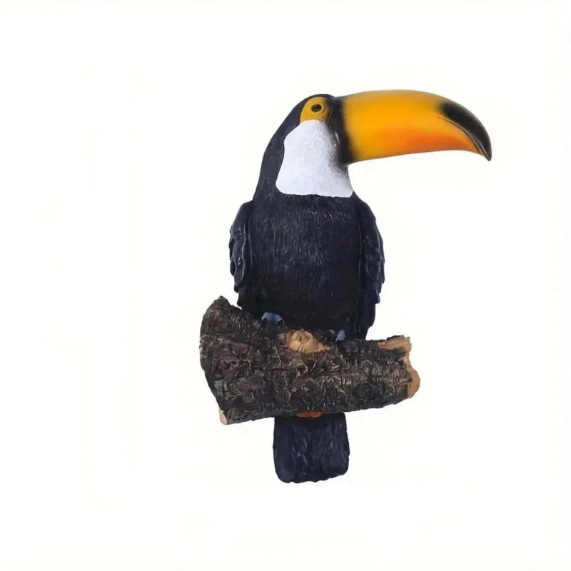 Colorful Ceramic Toucan Garden Statue Tropical Tree Decor by House Of Avana