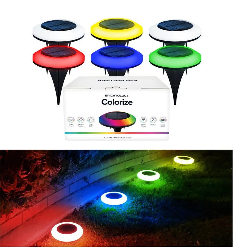 Colorize Solar Lights Color Change Ring Lights In-Ground 6 Pack by Outdoor Solar Outlet