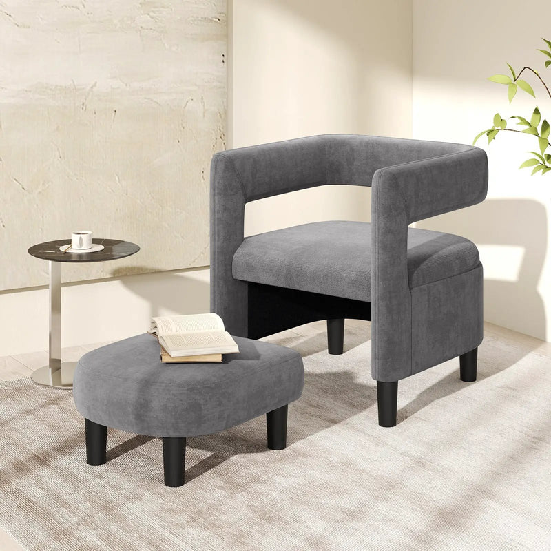 Comfy Accent Armchair with Footrest-Gray by DirectDeals