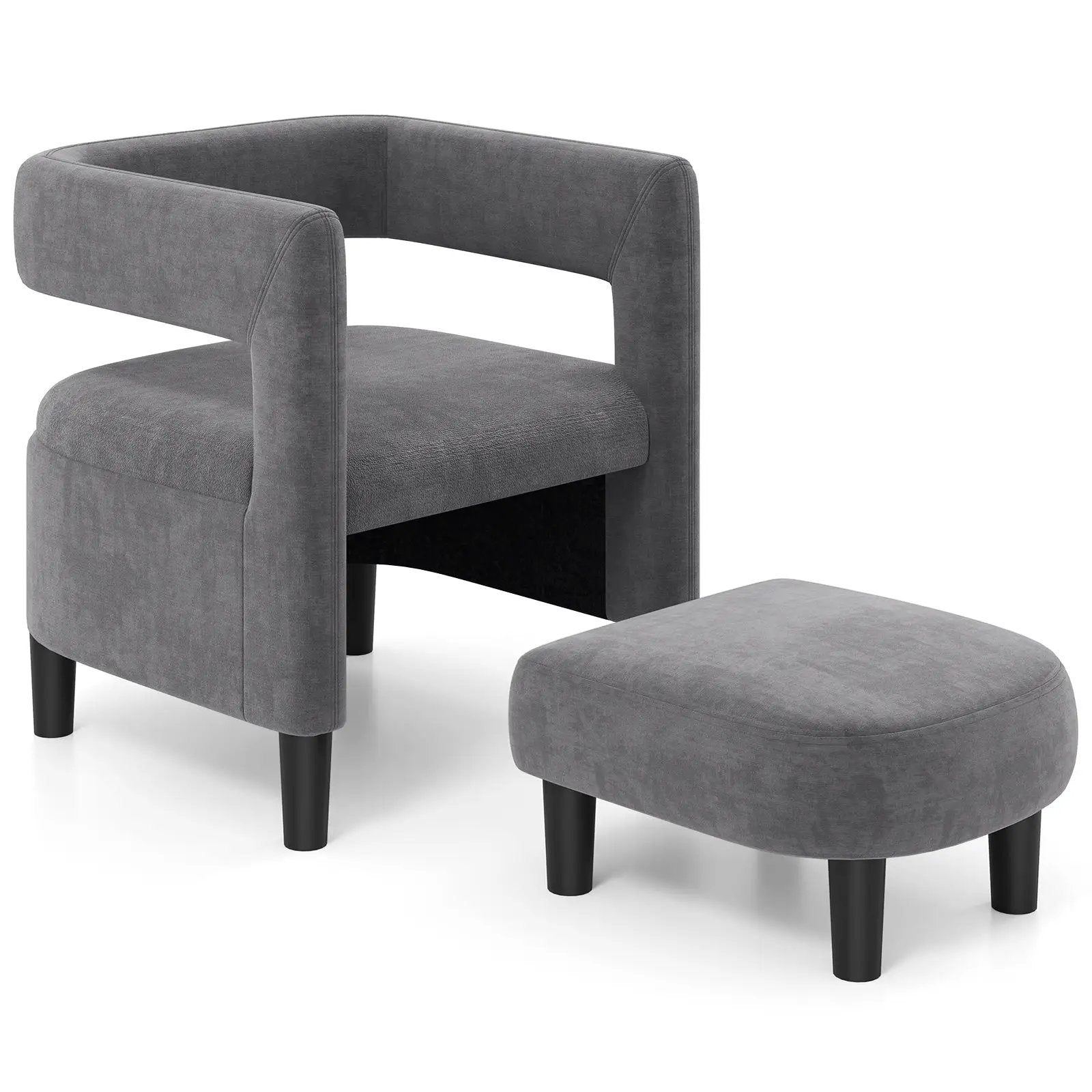 Comfy Accent Armchair with Footrest-Gray by DirectDeals