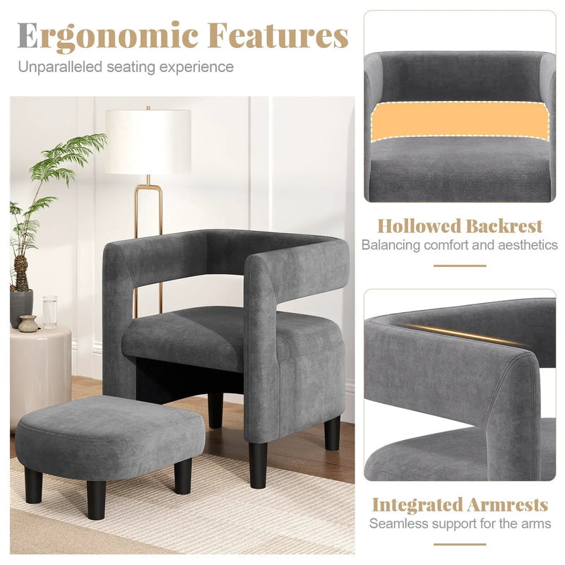 Comfy Accent Armchair with Footrest-Gray by DirectDeals