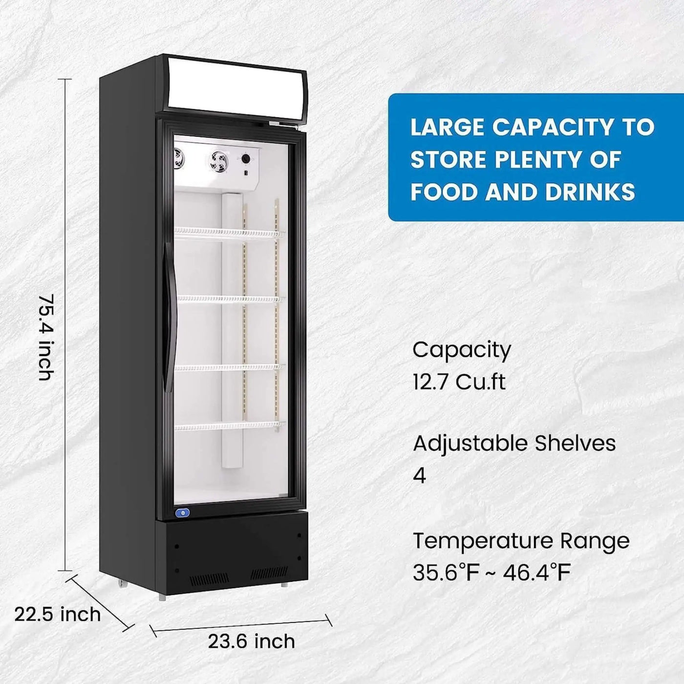 Heavy Duty Industrial Glass Door Beverage Merchandiser Refrigerator Cooler, 11 Cu.Ft (SAK04571) by SAKSBY WHOLESALE