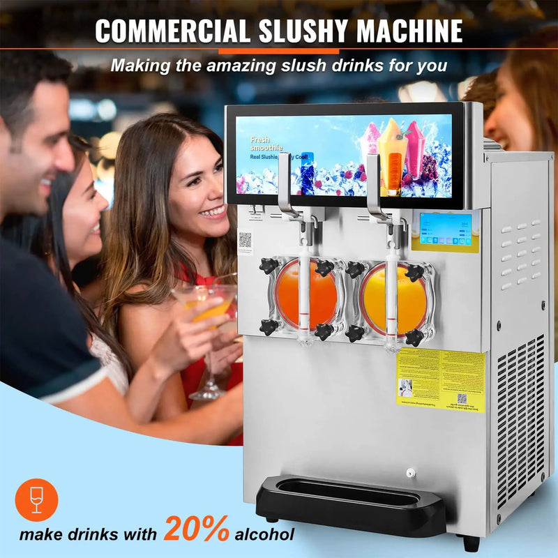 16L Commercial 1155W Double Bowl Stainless Steel Slushy Margarita Machine (SAK98402) by SAKSBY WHOLESALE