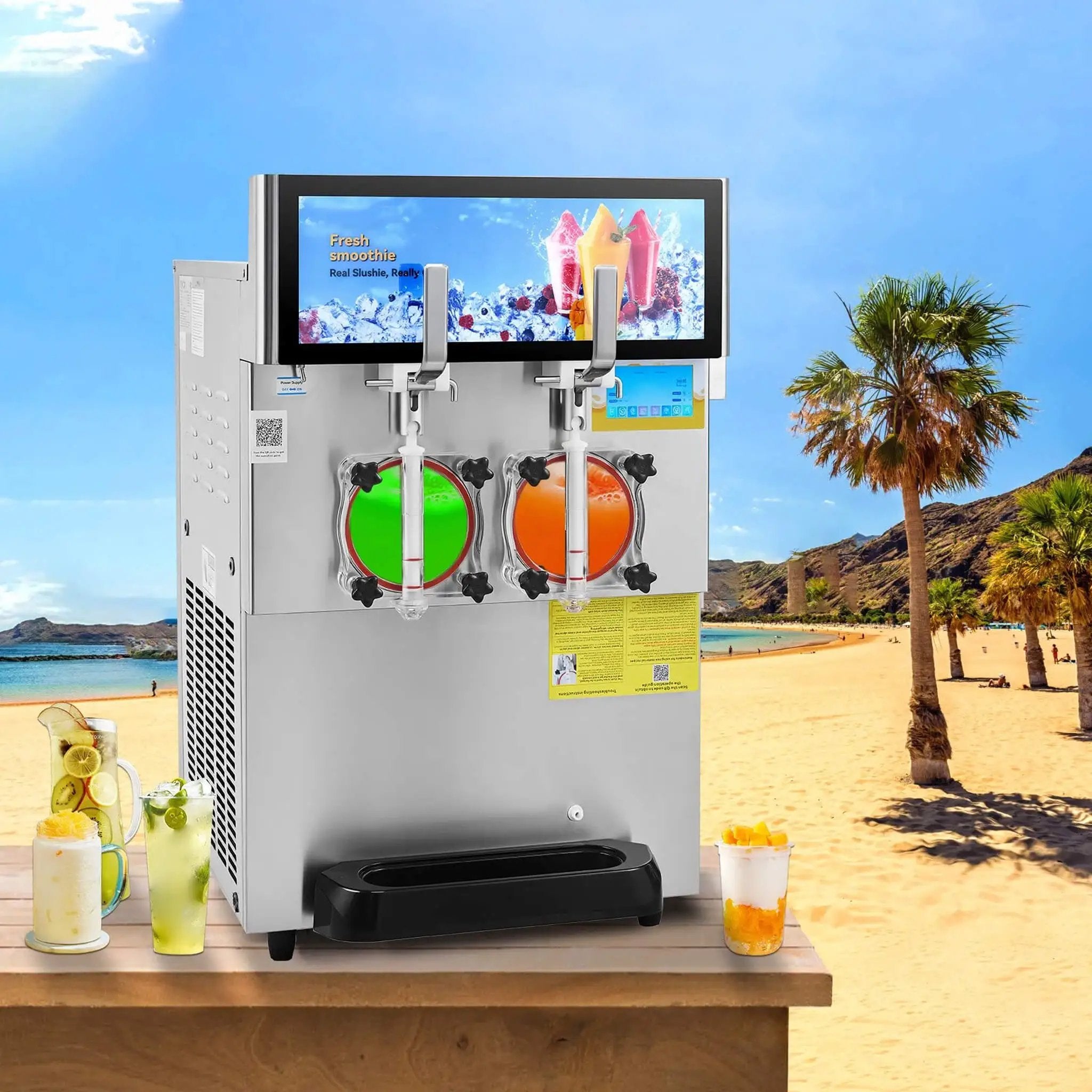 16L Commercial 1155W Double Bowl Stainless Steel Slushy Margarita Machine (SAK98402) by SAKSBY WHOLESALE