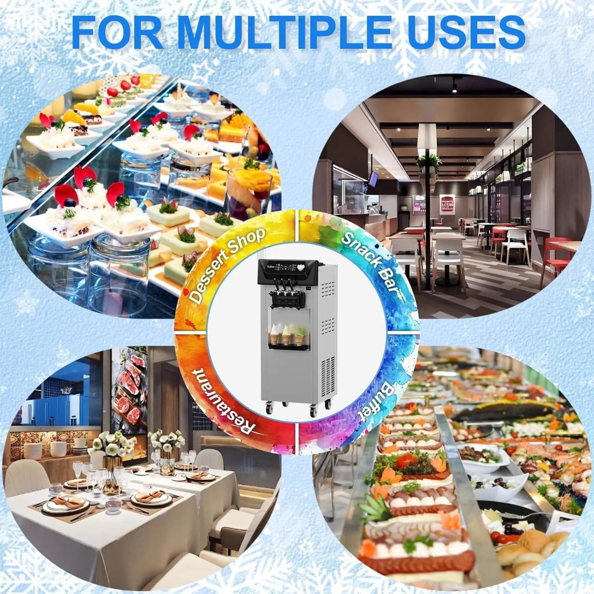 Commercial 2200W 3-Flavor Freestanding Soft Serve Ice Cream Machine With Auto Clean (SAK83517) by SAKSBY WHOLESALE
