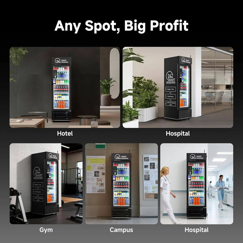 Commercial 252-Bottle AI-Powered Combo Refrigerated Vending Machine With Self-Checkout (SAK10538) by SAKSBY WHOLESALE