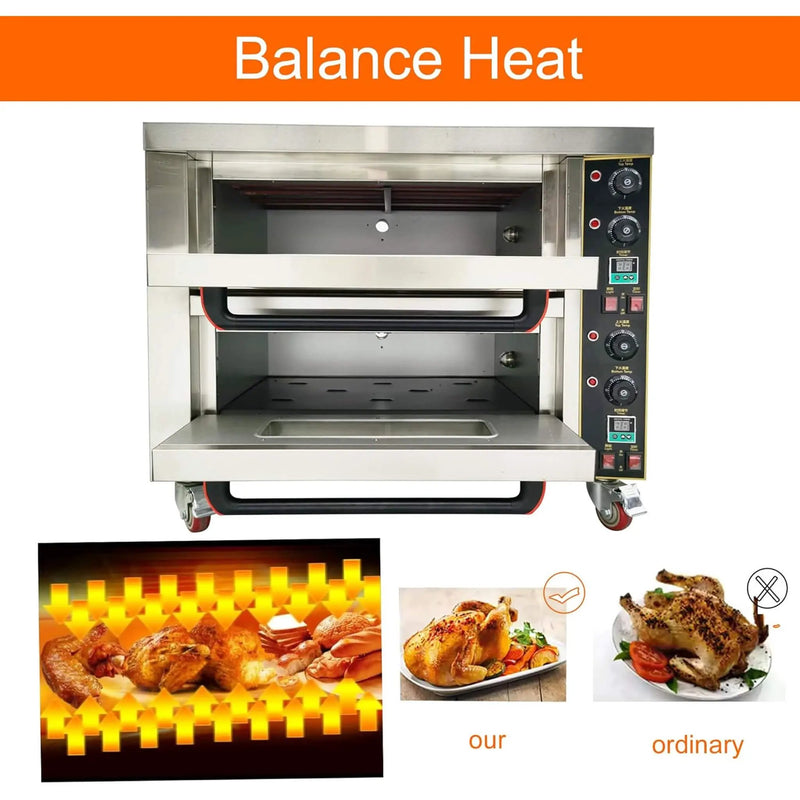 6400W Commercial Electric Double Deck Convection Baking Pizza Oven (SAK37281) by SAKSBY WHOLESALE