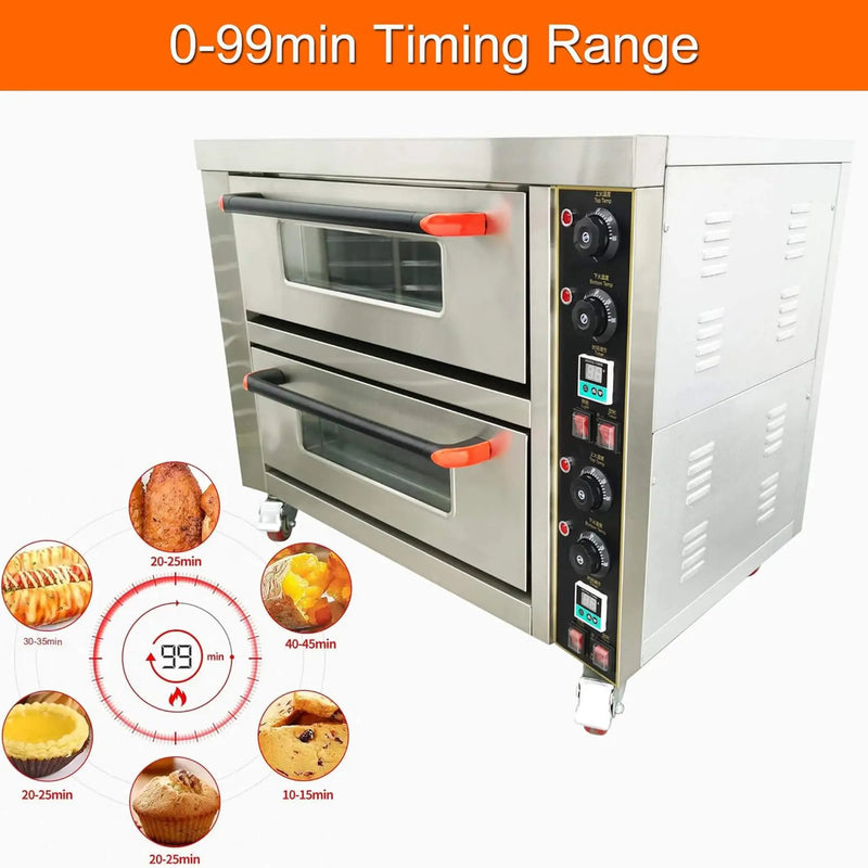 6400W Commercial Electric Double Deck Convection Baking Pizza Oven (SAK37281) by SAKSBY WHOLESALE