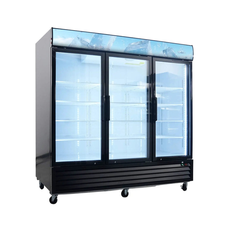Commercial 70 Cu.Ft Reach-In Glass Door Merchandiser Freezer With LED Top Panel And Swing Door (SAK43890) by SAKSBY WHOLESALE