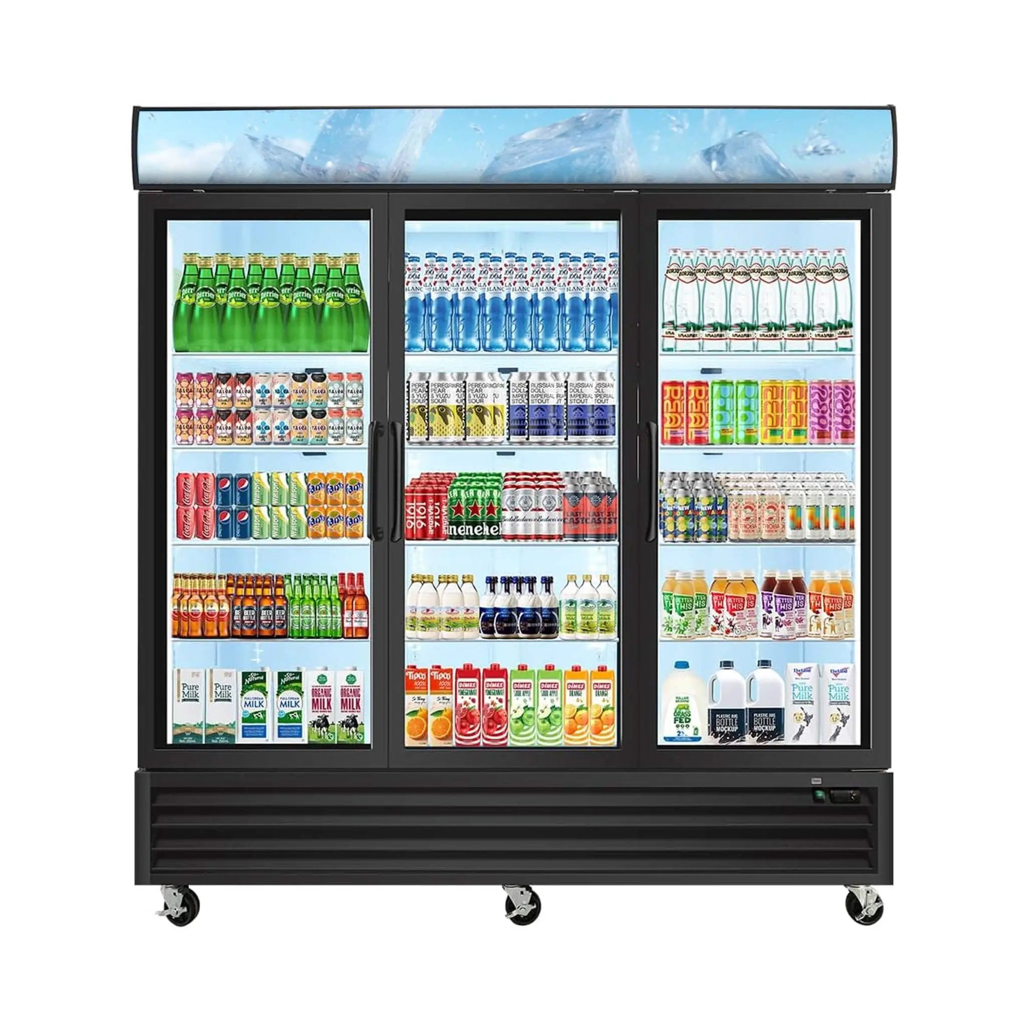 Commercial 70 Cu.Ft Reach-In Glass Door Merchandiser Freezer With LED Top Panel And Swing Door (SAK43890) by SAKSBY WHOLESALE
