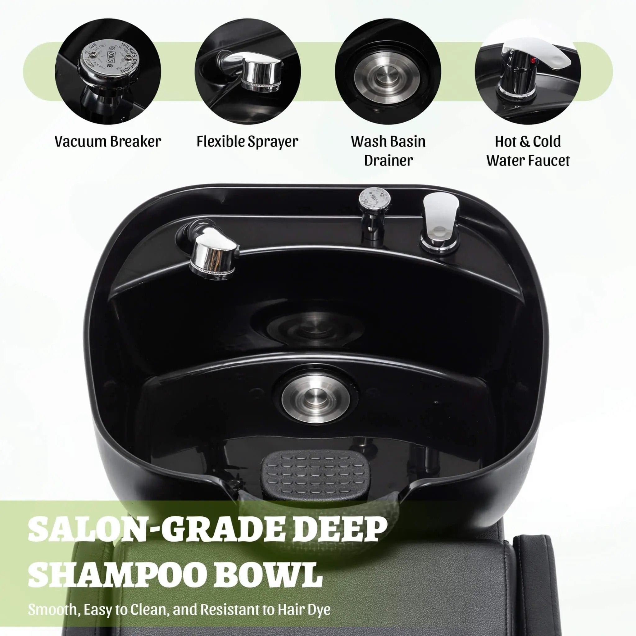 Commercial Black And Gold Shampoo Bowl Chair Set With Footrest (SAK43716) by SAKSBY WHOLESALE