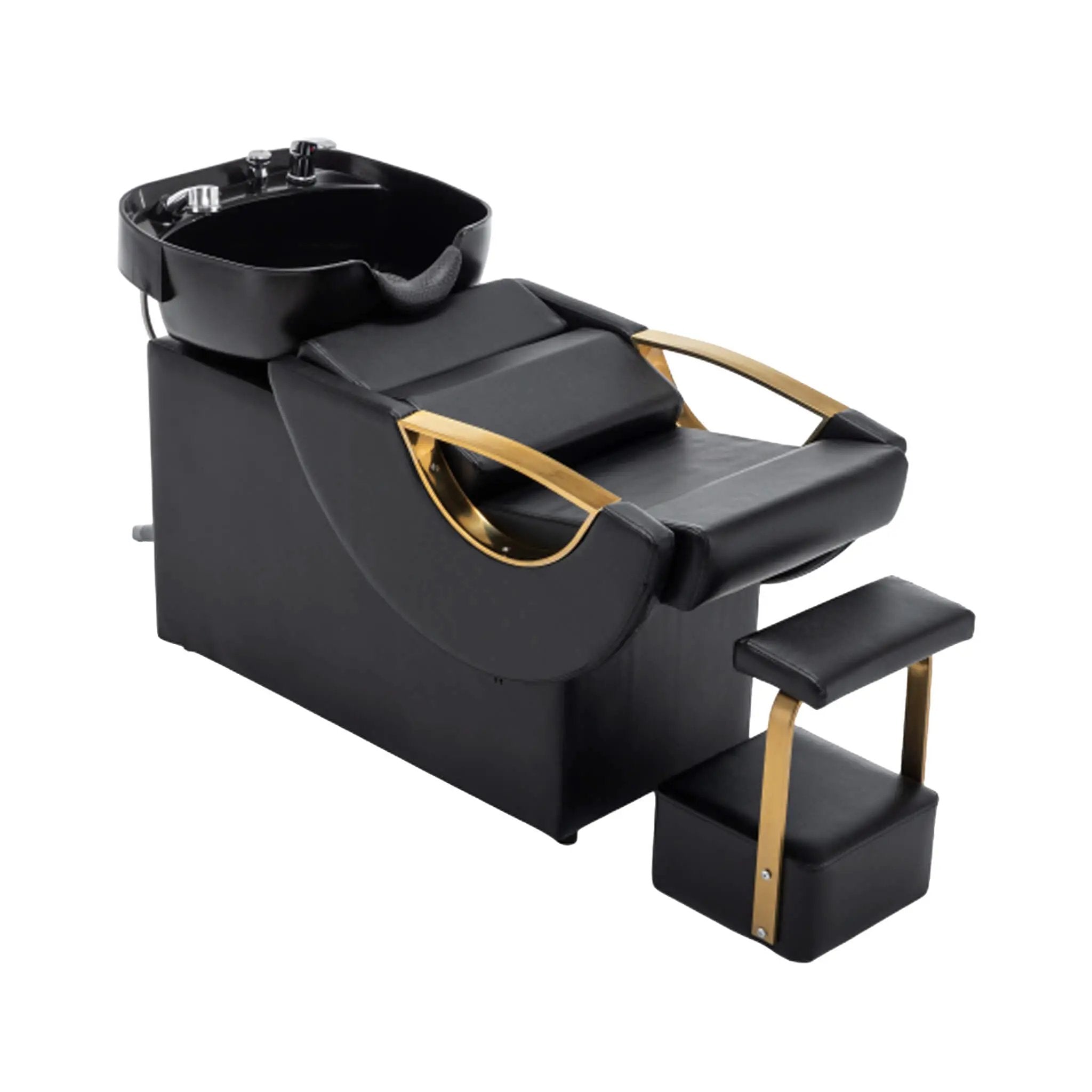 Commercial Black And Gold Shampoo Bowl Chair Set With Footrest (SAK43716) by SAKSBY WHOLESALE