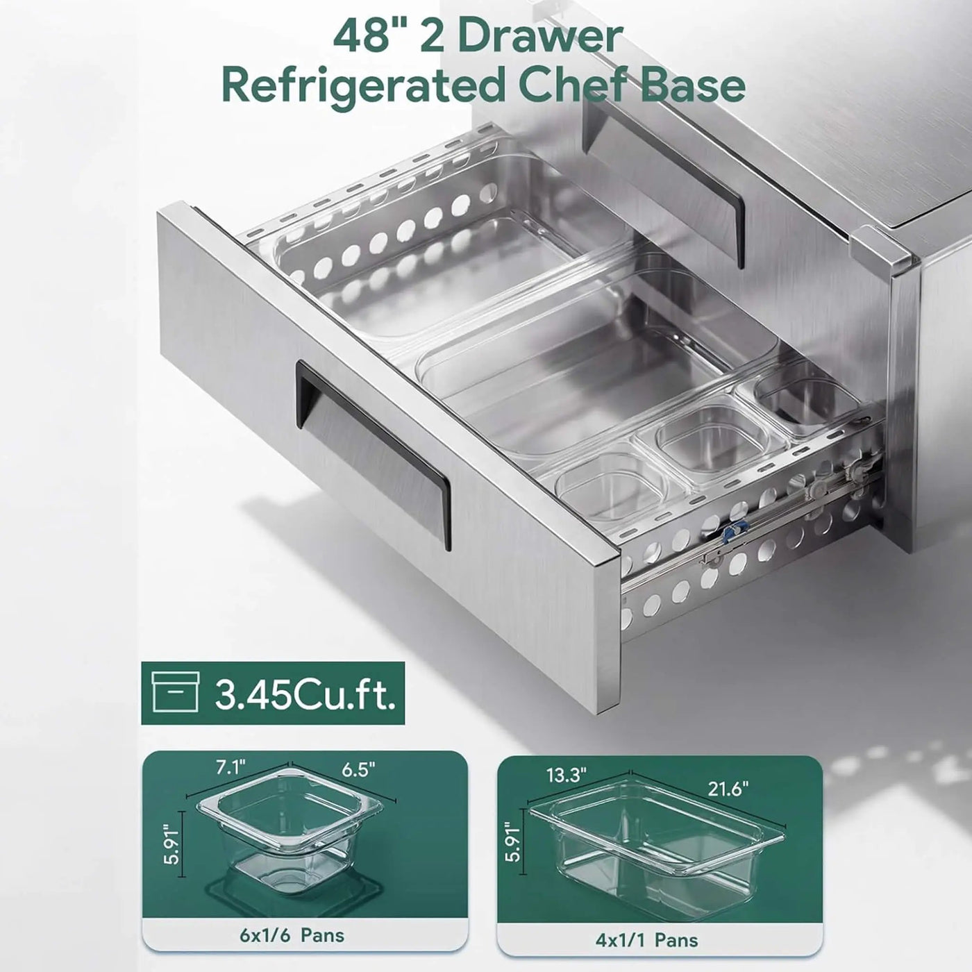 Commercial Double Drawer Undercounter Worktop Fridge With Chef Base & Wheels (SAK80596) by SAKSBY WHOLESALE