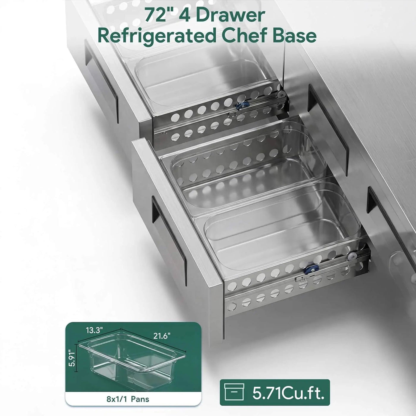 Commercial Double Drawer Undercounter Worktop Fridge With Chef Base & Wheels (SAK80596) by SAKSBY WHOLESALE