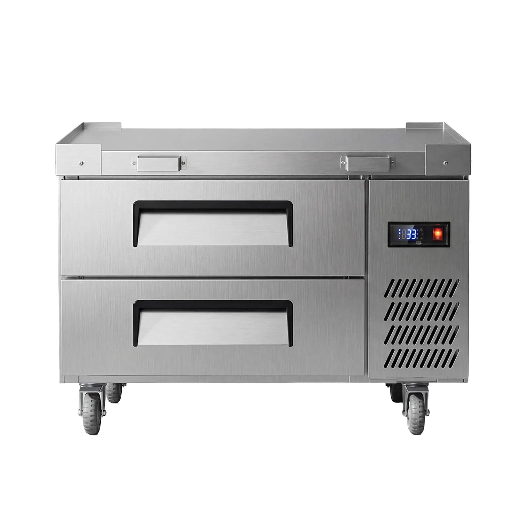 Commercial Double Drawer Undercounter Worktop Fridge With Chef Base & Wheels (SAK80596) by SAKSBY WHOLESALE