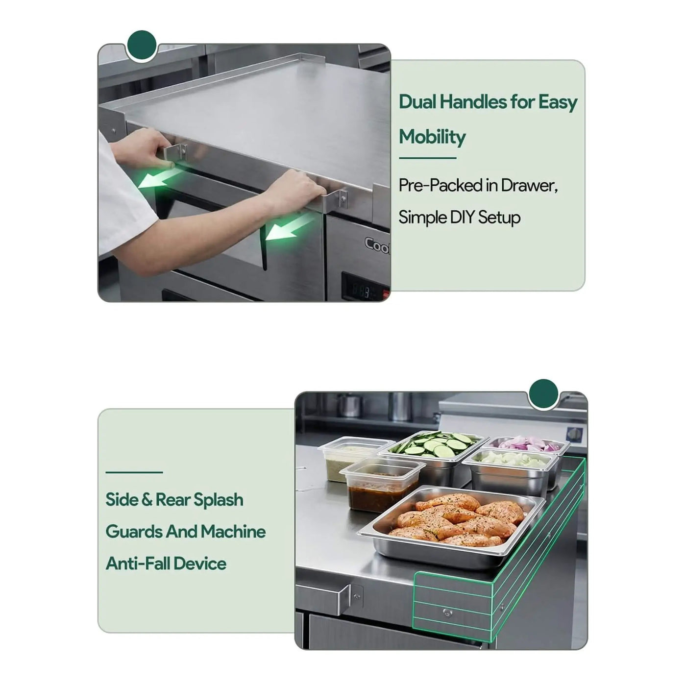 Commercial Double Drawer Undercounter Worktop Fridge With Chef Base & Wheels (SAK80596) by SAKSBY WHOLESALE