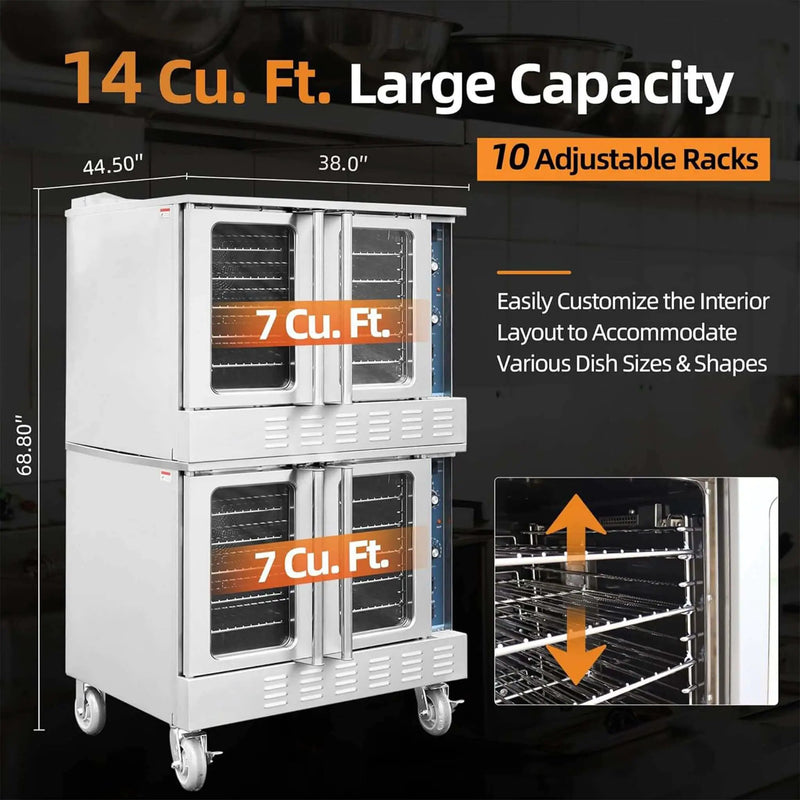 Commercial Full-Size Natural Gas/Propane Double-Stacked Convection Oven (SAK60914) by SAKSBY WHOLESALE