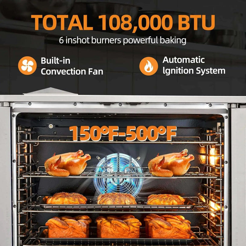 Commercial Full-Size Natural Gas/Propane Double-Stacked Convection Oven (SAK60914) by SAKSBY WHOLESALE
