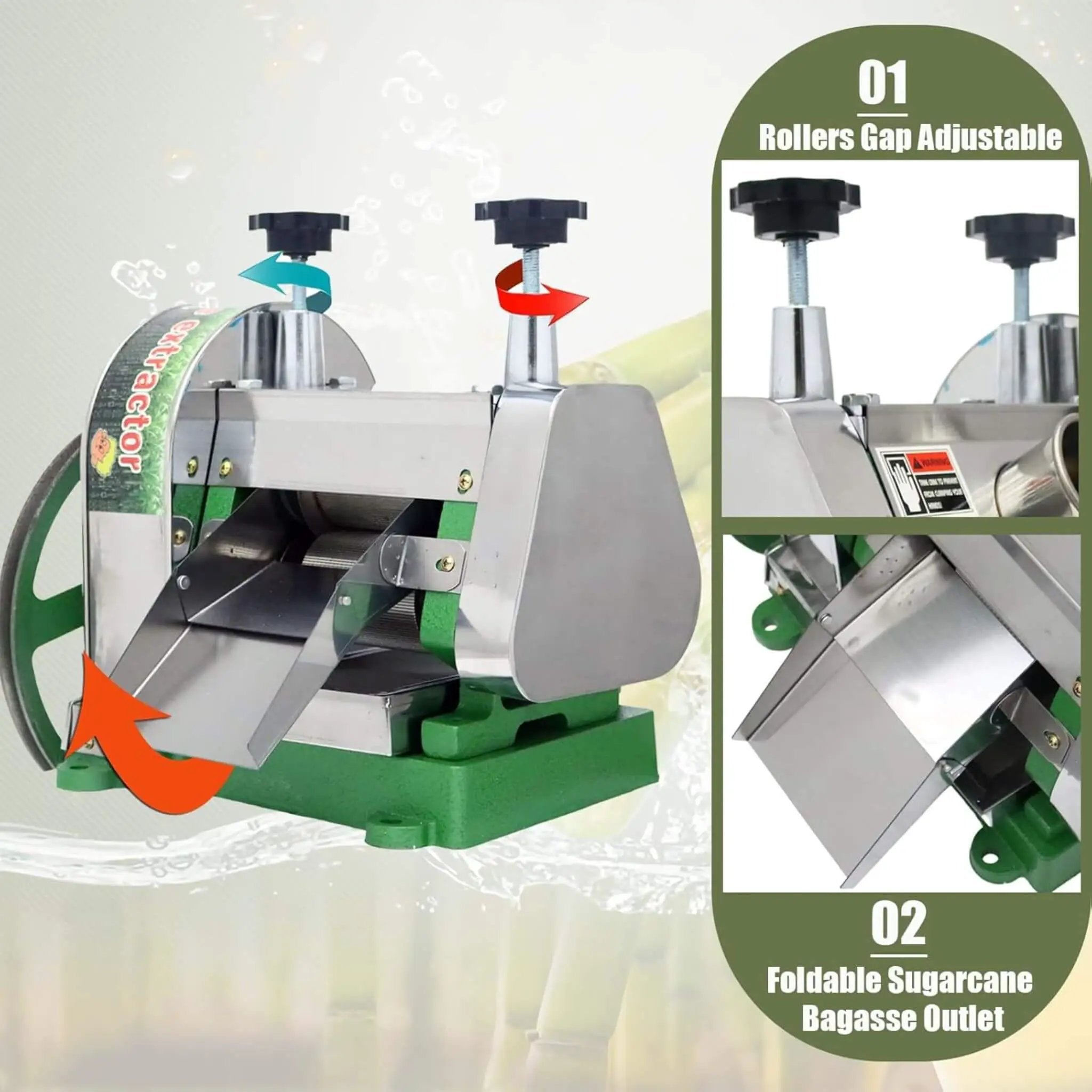 Heavy-Duty Commercial Manual Stainless Steel Sugar Cane Juicer (SAK81426) by SAKSBY WHOLESALE