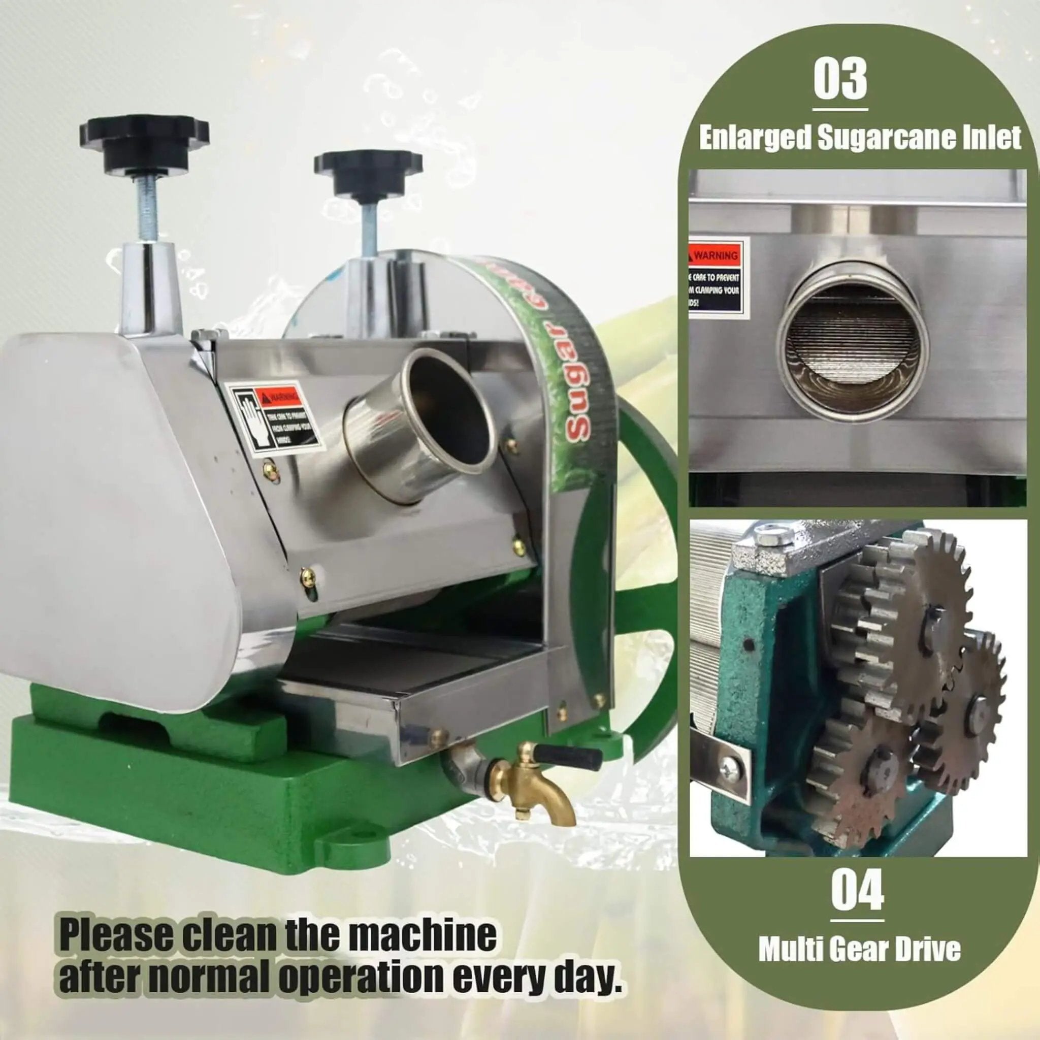 Heavy-Duty Commercial Manual Stainless Steel Sugar Cane Juicer (SAK81426) by SAKSBY WHOLESALE