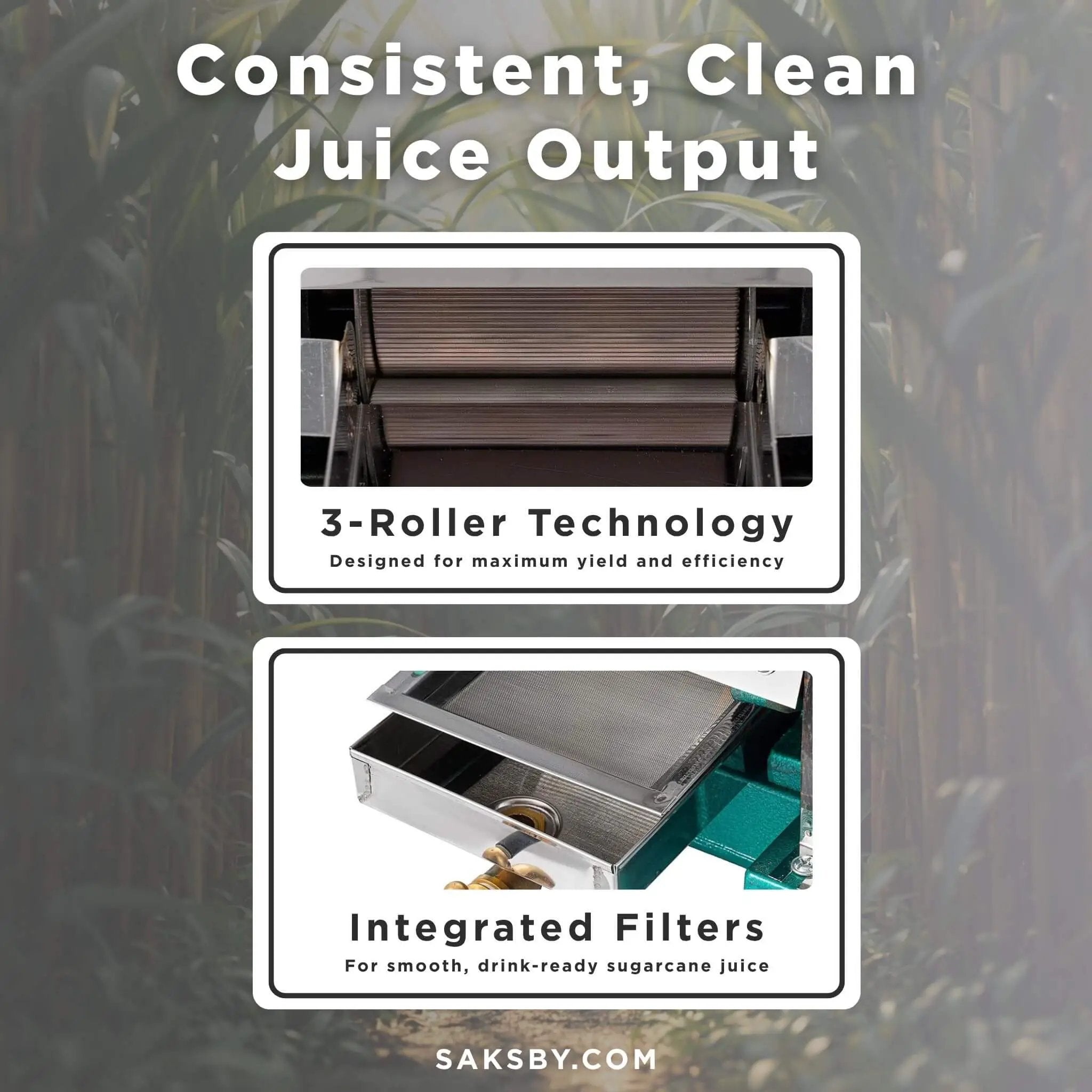 Heavy-Duty Commercial Manual Stainless Steel Sugar Cane Juicer (SAK81426) by SAKSBY WHOLESALE