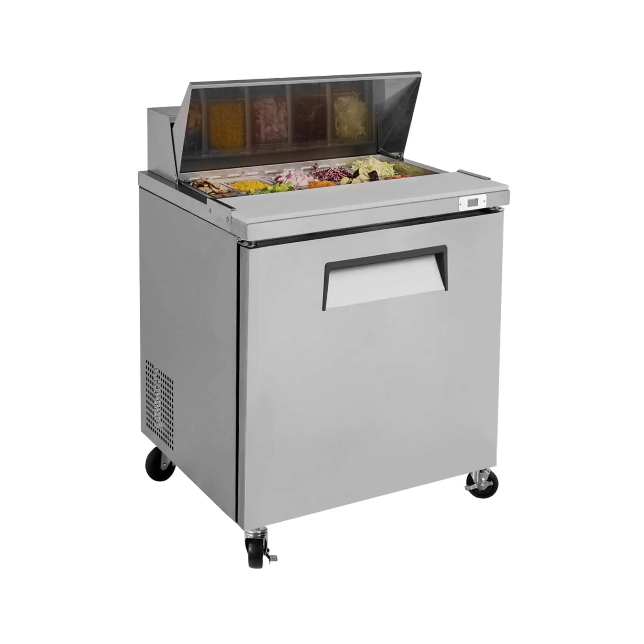 Commercial Refrigerator Sandwich & Salad Prep Table With Butcher Block Cutting Board (SAK31598) by SAKSBY WHOLESALE