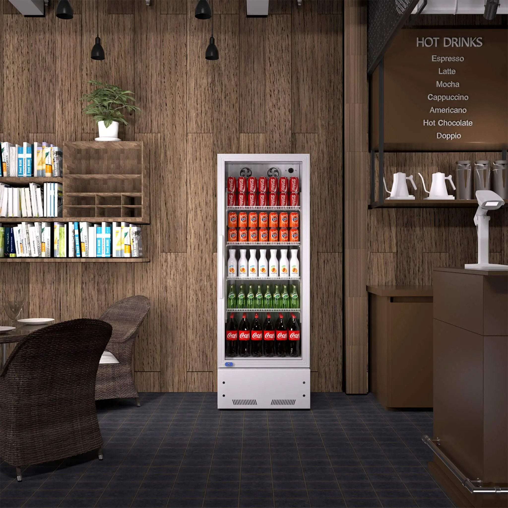Commercial Single Glass Door Upright Beverage Cooler Refrigerator With LED Lighting (SAK24713) by SAKSBY WHOLESALE