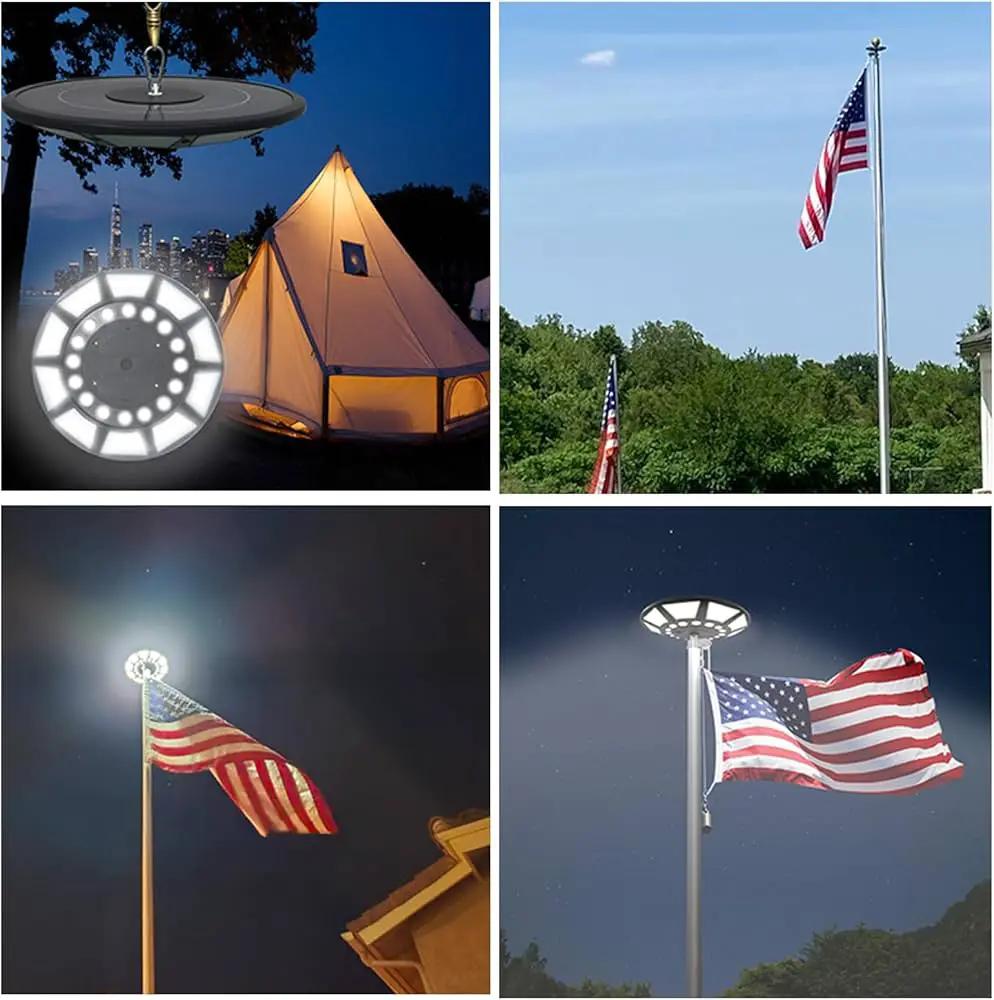 Commercial Solar Flag Pole Light Outdoor Dusk to Dawn, 266 led Light, 4200lm Super Bright by Outdoor Solar Outlet