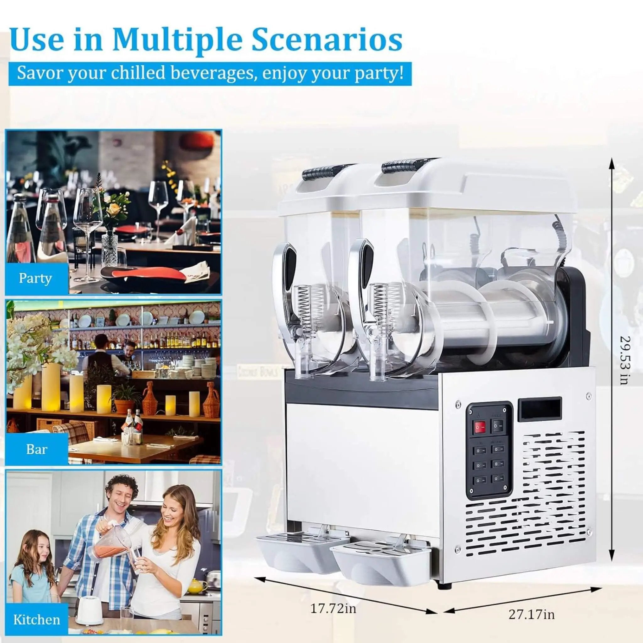 24L Commercial Stainless Steel Frozen Slush Machine With Auto Clean (SAK68047) by SAKSBY WHOLESALE