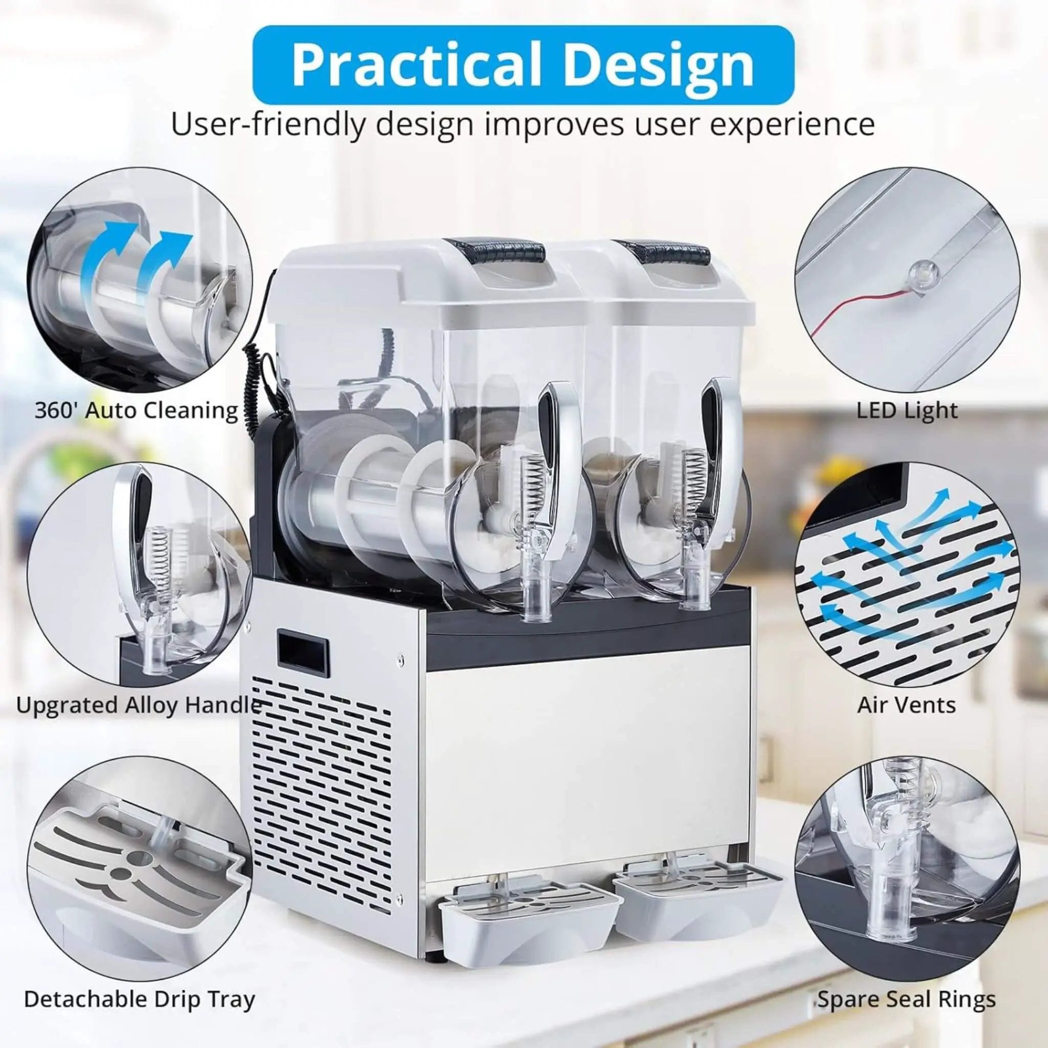 24L Commercial Stainless Steel Frozen Slush Machine With Auto Clean (SAK68047) by SAKSBY WHOLESALE