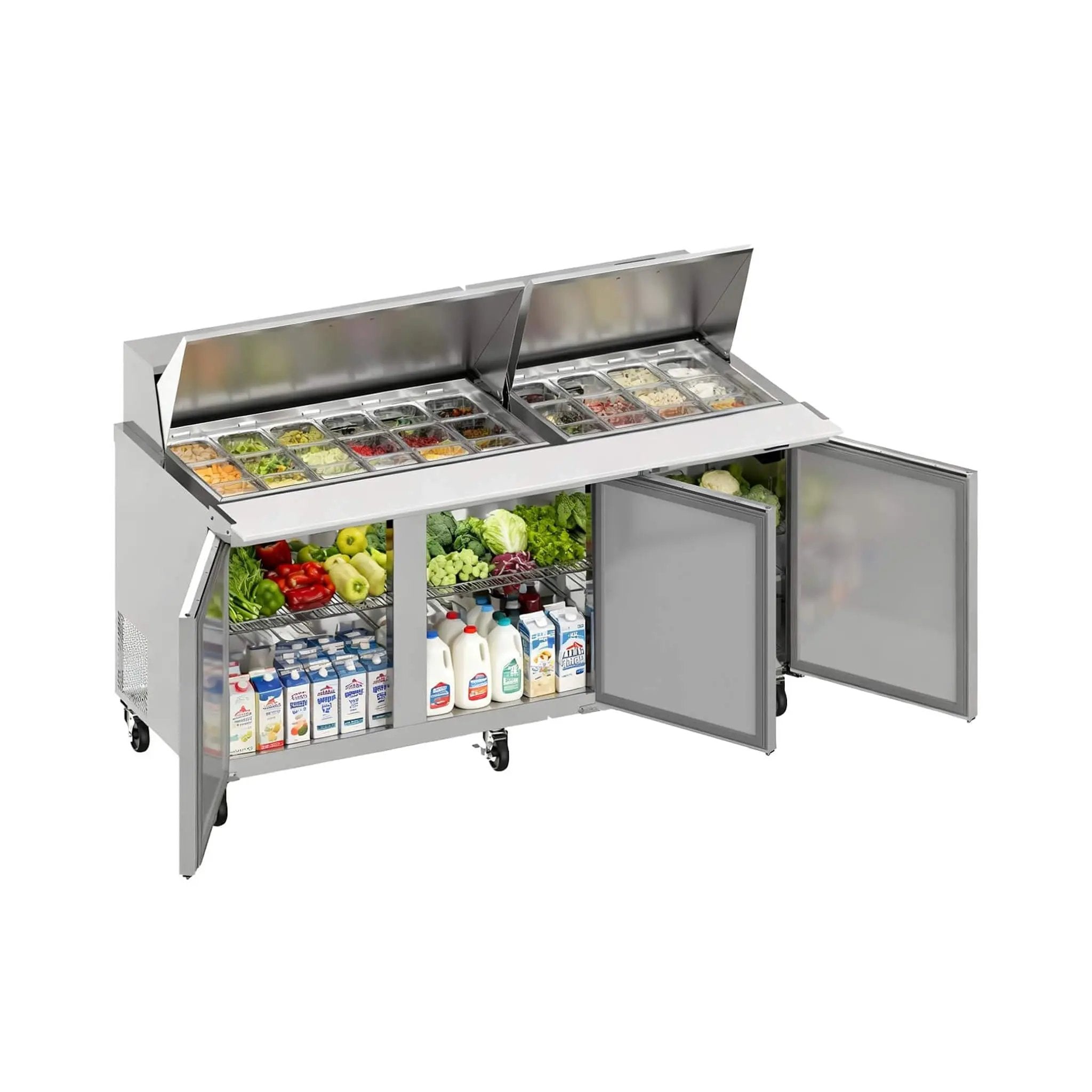 Commercial Stainless Steel Sandwich Prep Table Refrigerator (SAK19586) by SAKSBY WHOLESALE