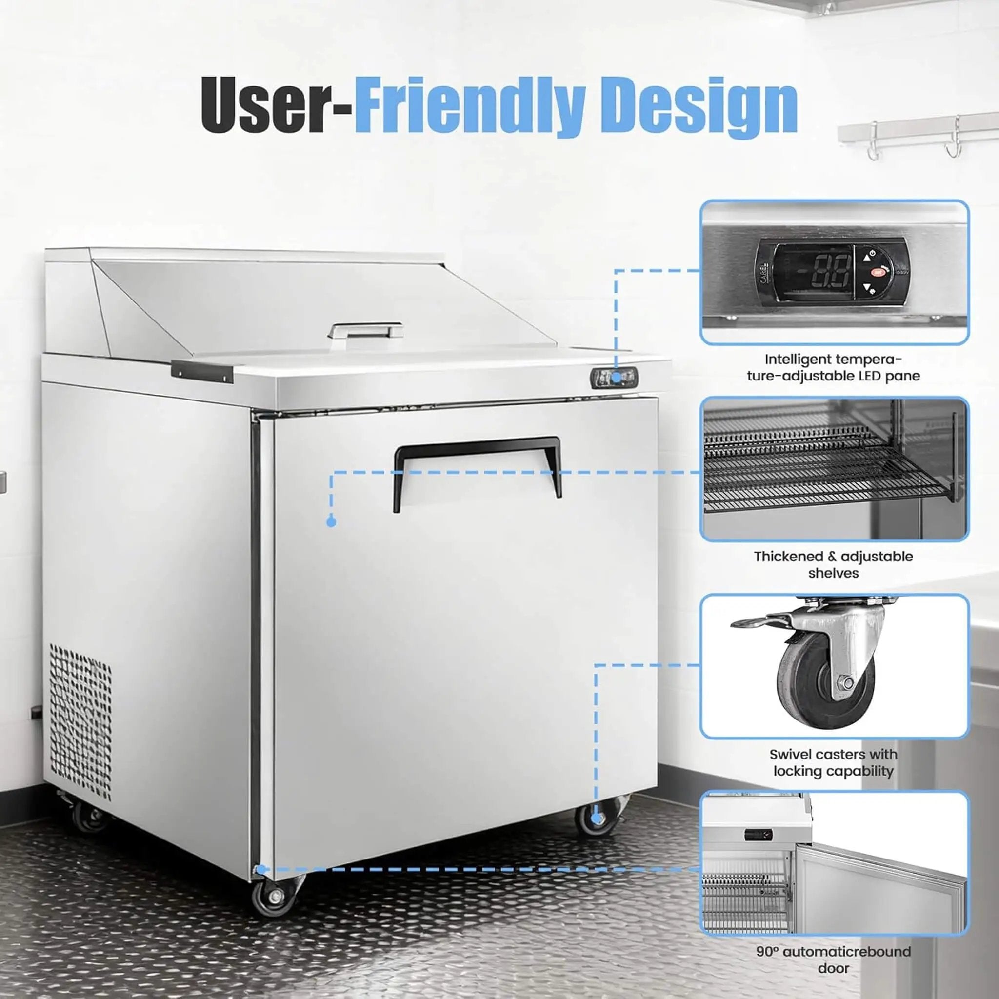 Commercial Stainless Steel Sandwich Prep Table Refrigerator (SAK19586) by SAKSBY WHOLESALE