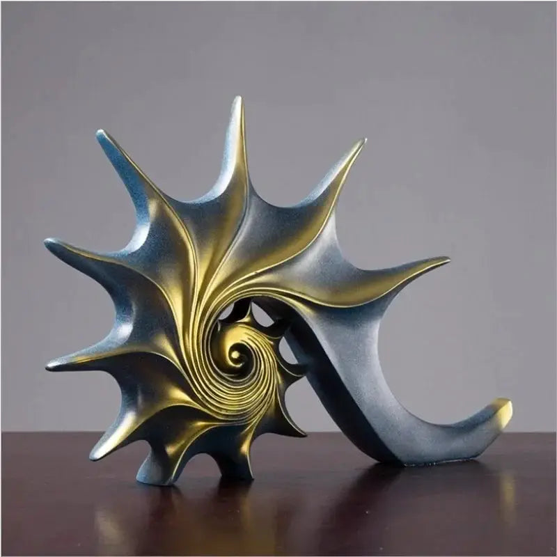 Modern Nautilus Conch Shell Sculpture Decorative Table Accent by House Of Avana