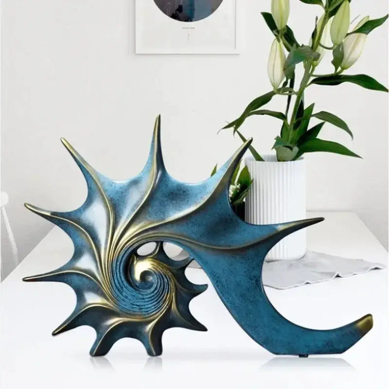 Modern Nautilus Conch Shell Sculpture Decorative Table Accent by House Of Avana