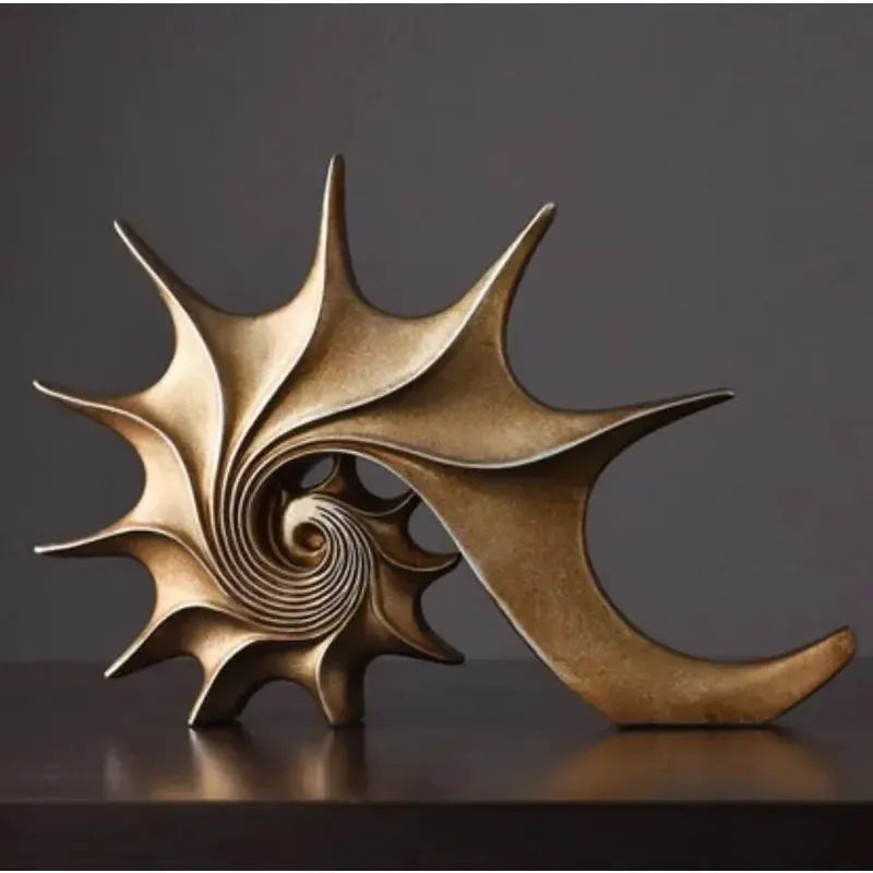 Modern Nautilus Conch Shell Sculpture Decorative Table Accent by House Of Avana